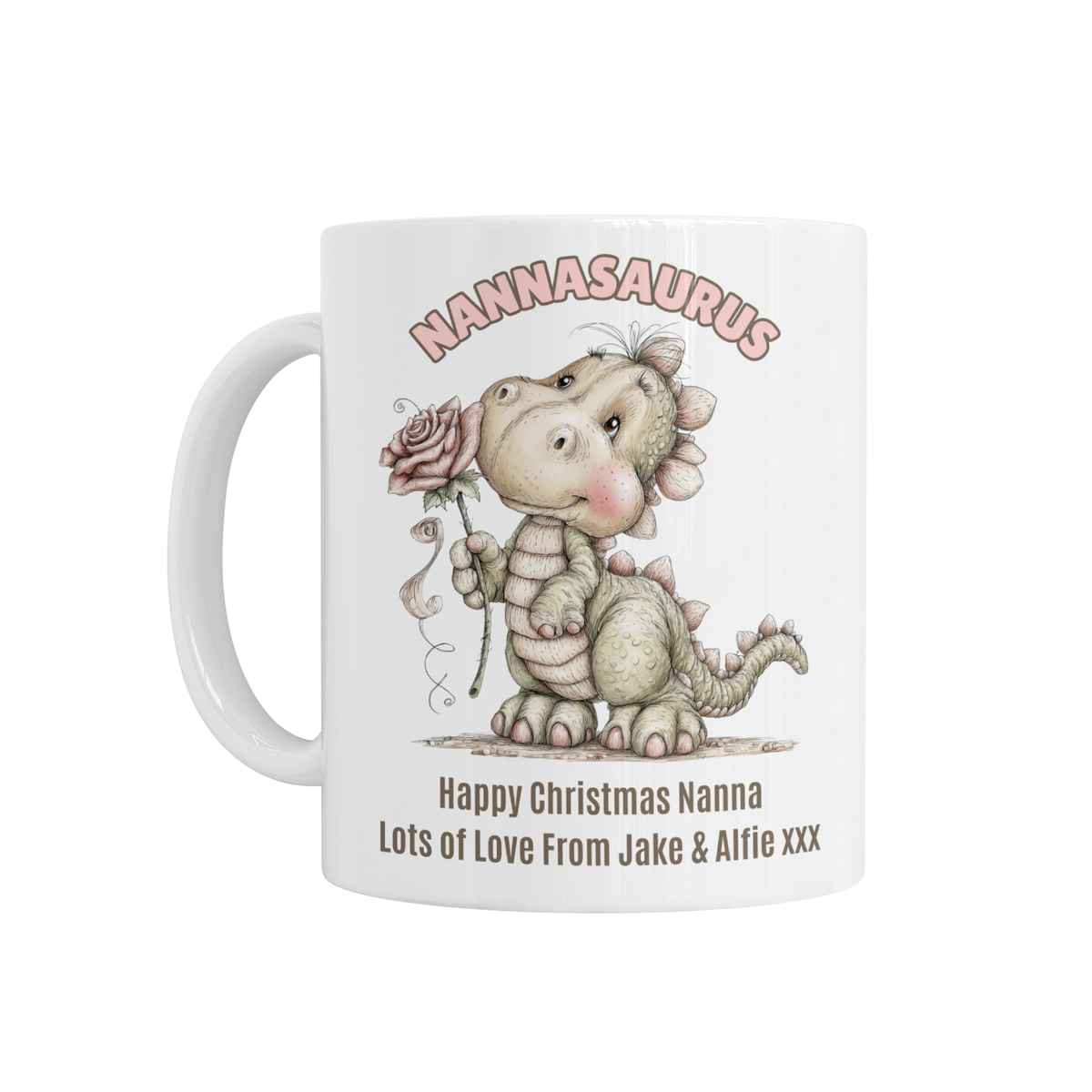 Personalised Ceramic Mug - Nanny/Auntie Dinosaur Design