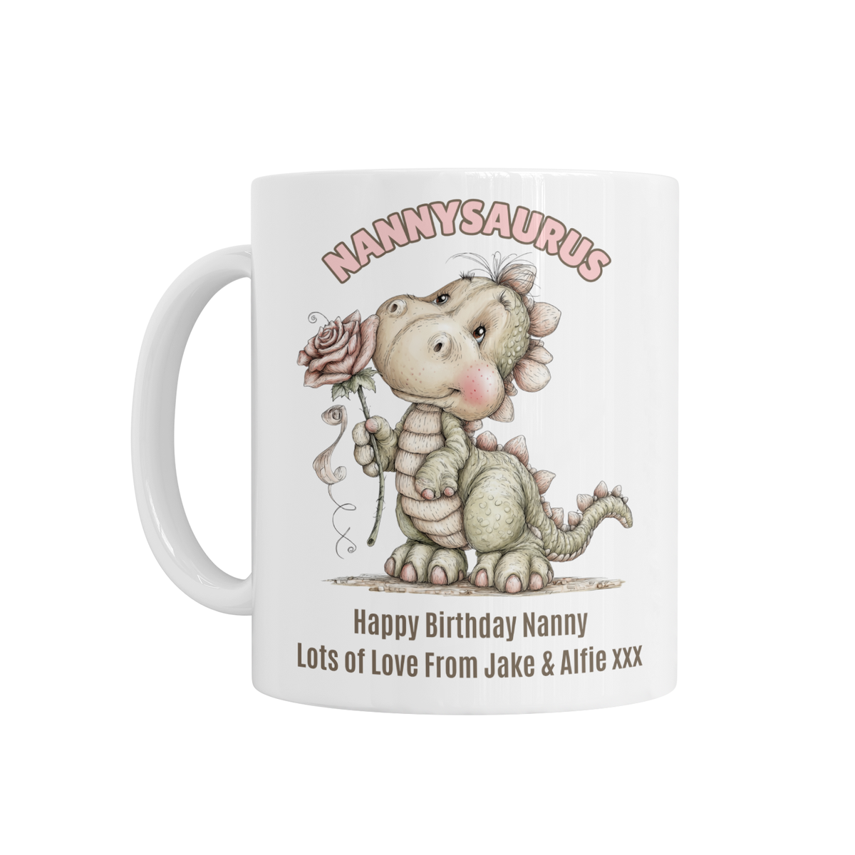 Personalised Ceramic Mug - Nanny/Auntie Dinosaur Design
