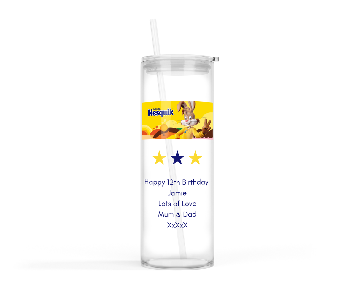 Personalised Tall Glass Tumbler - Nesquik Design