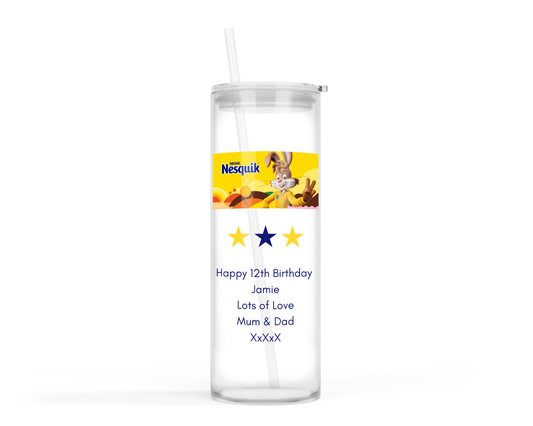 Personalised Tall Glass Tumbler - Nesquik Design