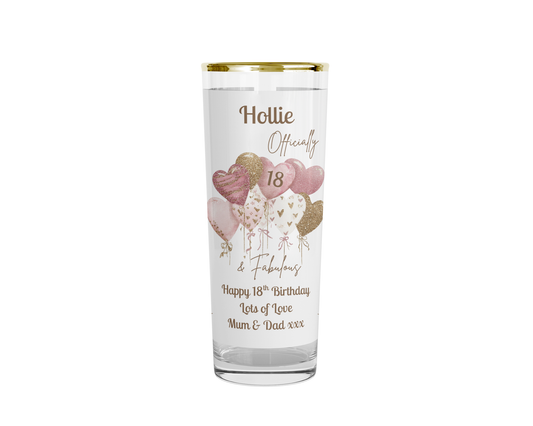 Personalised 18th Birthday Shot Glass (Gold Rimmed) - Officially 18 & Fabulous