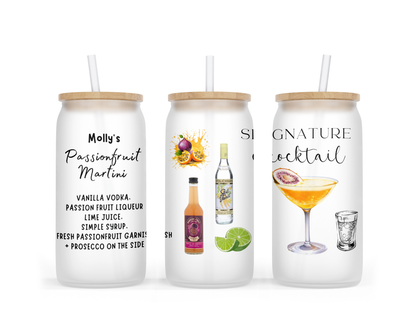 Personalised Passion Fruit Martini Cocktail Design Frosted Glass Tumbler Hamper Gift Box