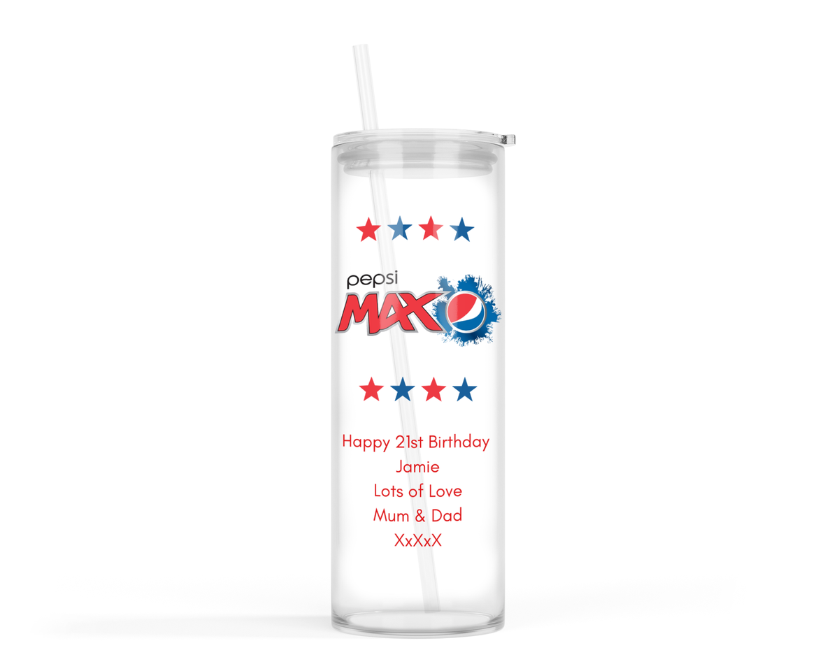 Personalised Tall Glass Tumbler - Pepsi Max Design