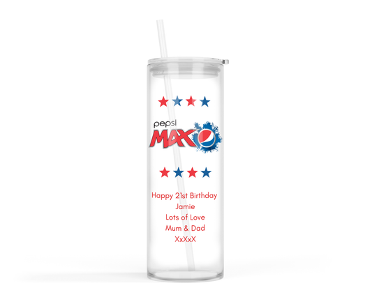 Personalised Tall Glass Tumbler - Pepsi Max Design