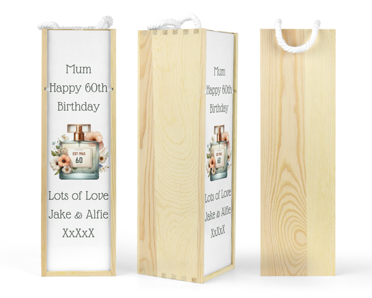 Personalised Wooden Wine Bottle Gift Box - Perfume Birthday