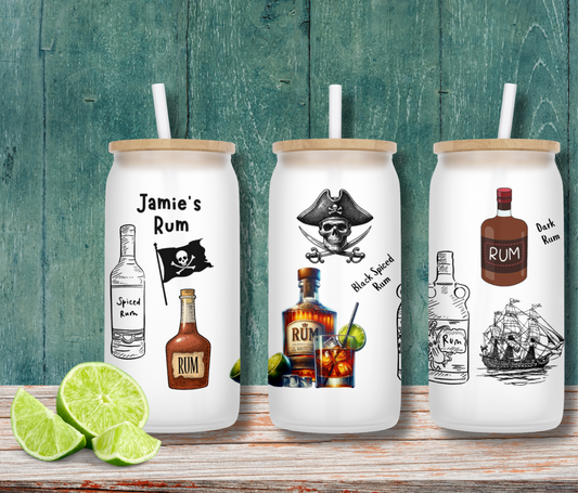 Personalised Frosted Glass Tumbler - Rum Design