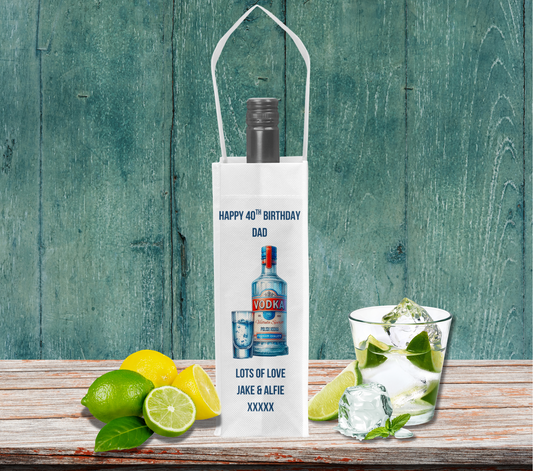 Personalised Bottle Gift Bag - Vodka Blue Design