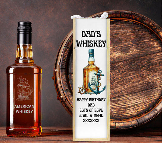 Personalised Wooden Bottle Gift Box - Whisky|Rum Design