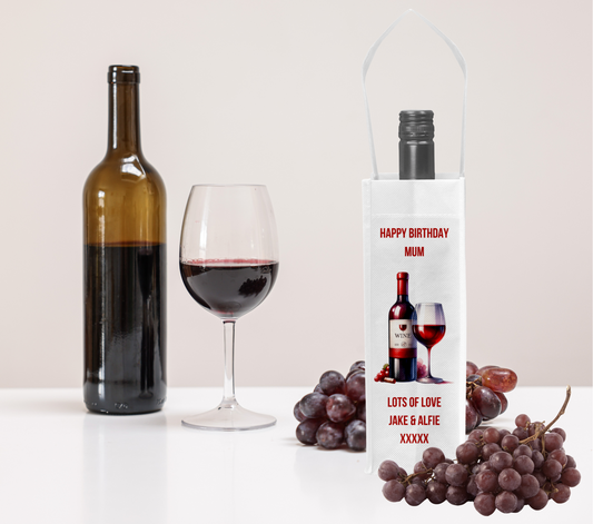 Personalised Bottle Gift Bag - Red Wine Design