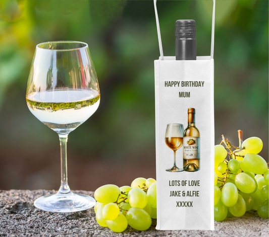 Personalised Bottle Gift Bag - White Wine Design