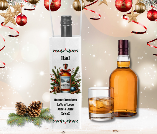 Personalised Bottle Gift Bag - Christmas Whiskey Design