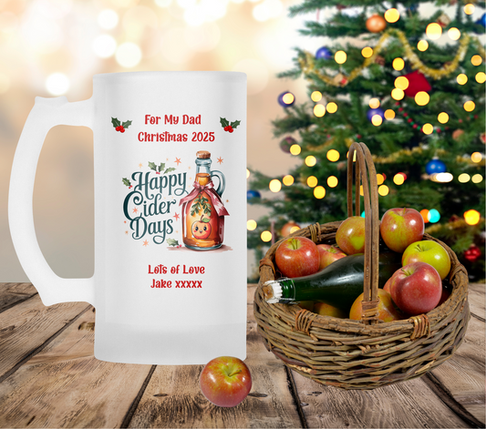 Personalised Frosted Glass Tankard - Christmas Cider