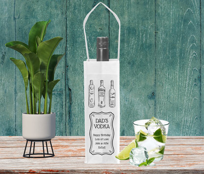 Personalised Bottle Gift Bag - Black & White Vodka Design