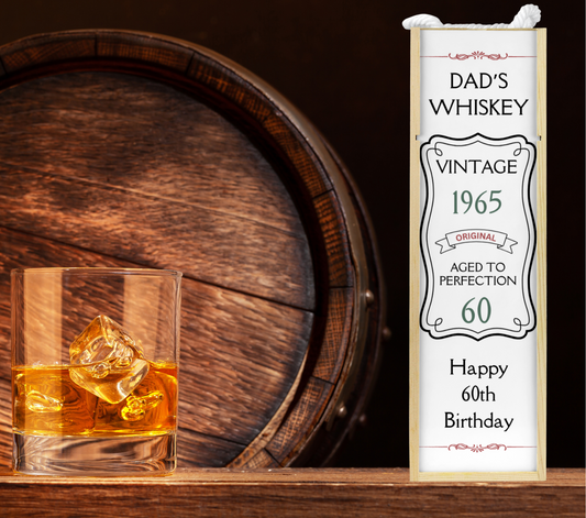 Personalised Wooden Bottle Gift Box - Vintage Birthday