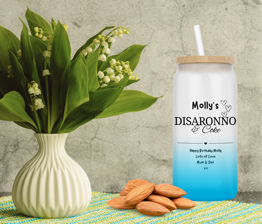 Personalised Ombre Coloured Glass Tumbler - Disaronno Design