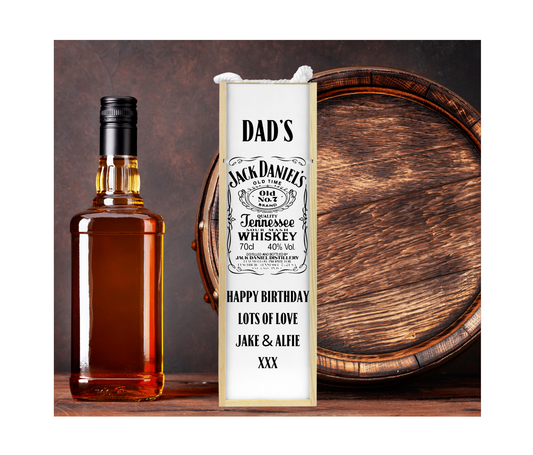 Personalised Wooden Bottle Gift Box - Jack Daniels Design