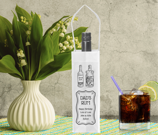 Personalised Bottle Gift Bag - Black & White Rum Design