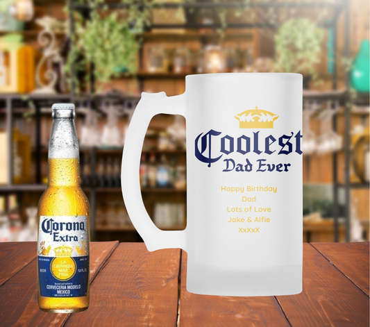 Personalised Frosted Glass Tankard - Corona Beer