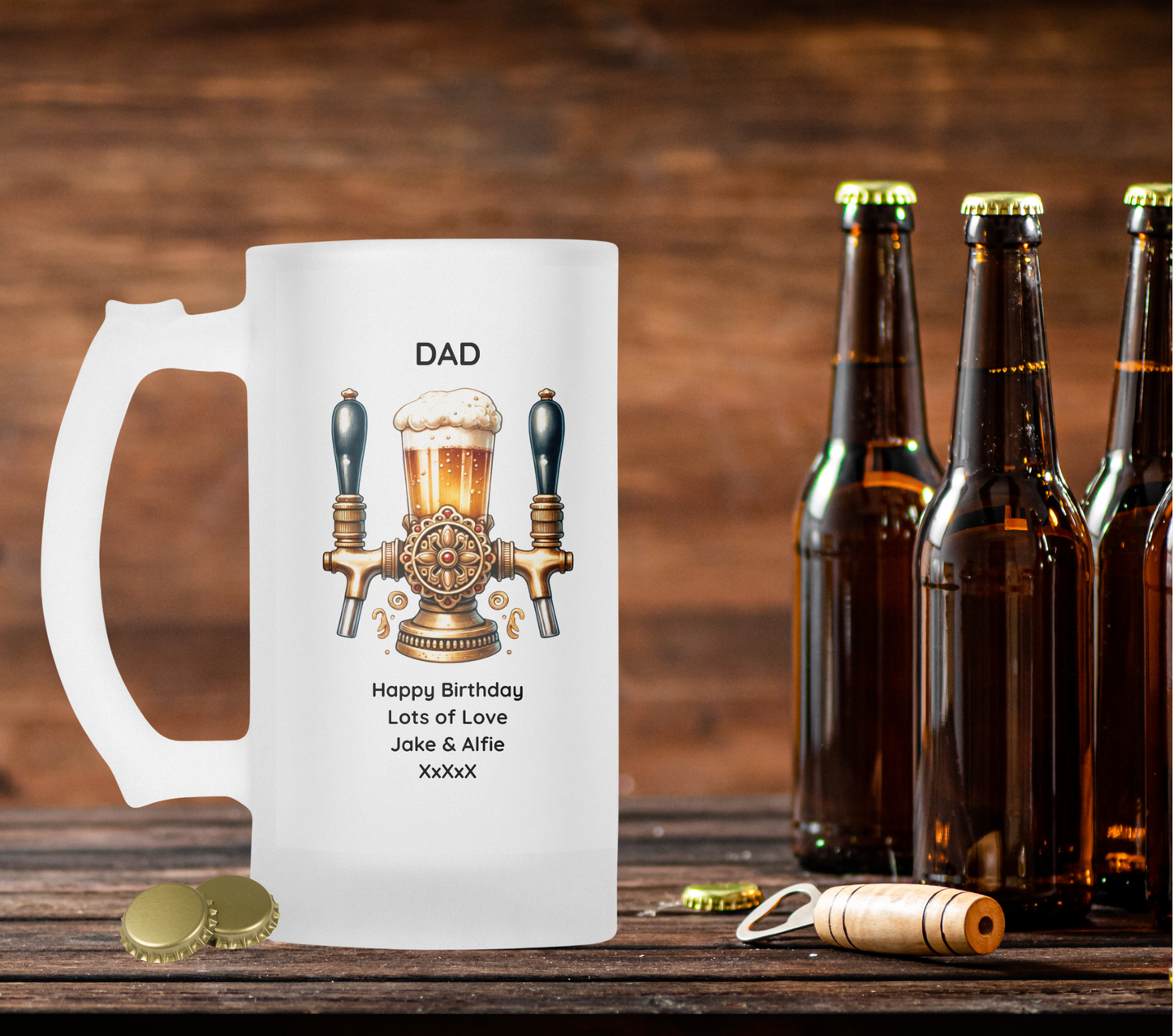 Personalised Frosted Glass Tankard - Beer Pump