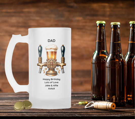 Personalised Frosted Glass Tankard - Beer Pump