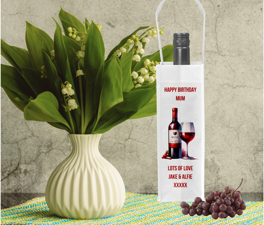 Personalised Bottle Gift Bag - Red Wine Design