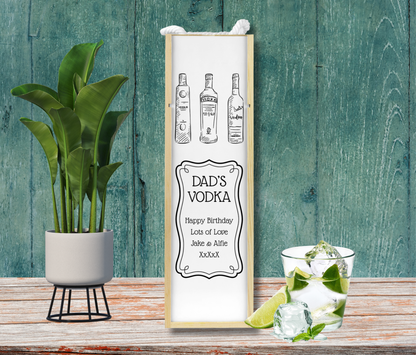 Personalised Wooden Bottle Gift Box - Black & White Vodka Design