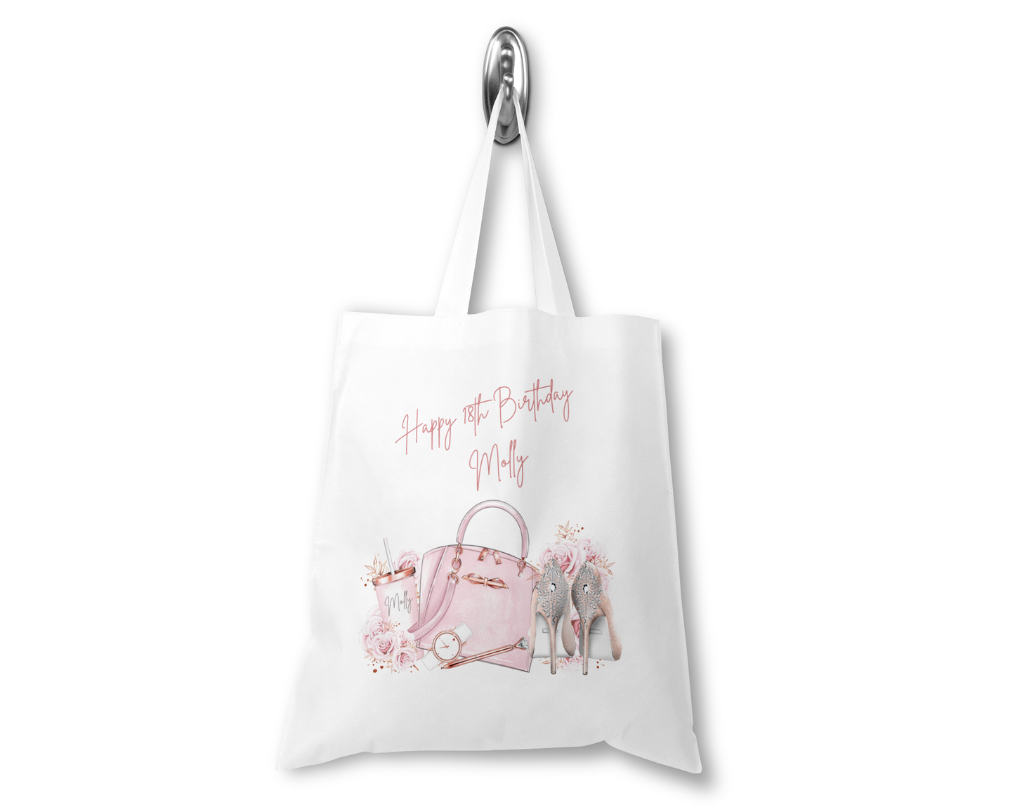 Personalised Tote Shopping Bag - Pink Shoes & Handbag