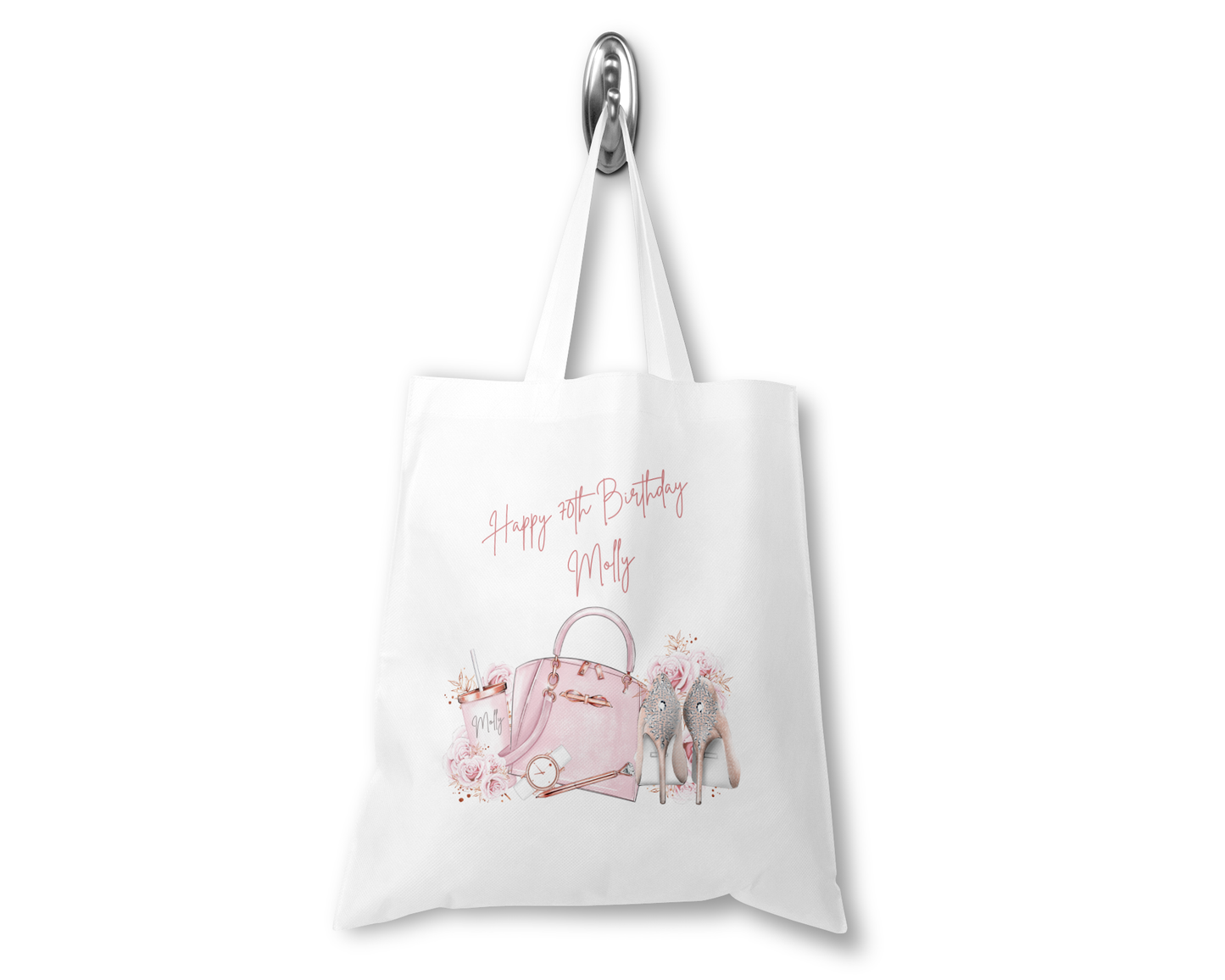 Personalised Tote Shopping Bag - Pink Shoes & Handbag