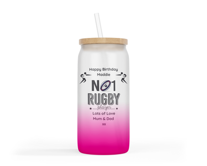 Personalised Ombre Coloured Glass Tumbler - No1 Rugby Player