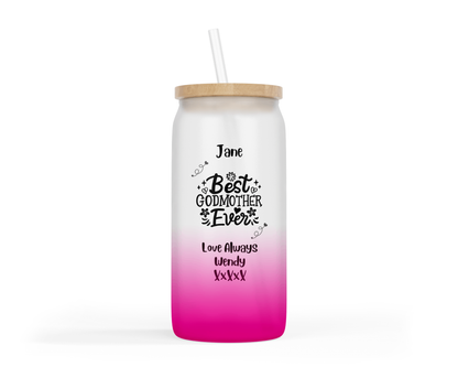 Personalised Ombre Coloured Glass Tumbler - Best Godmother