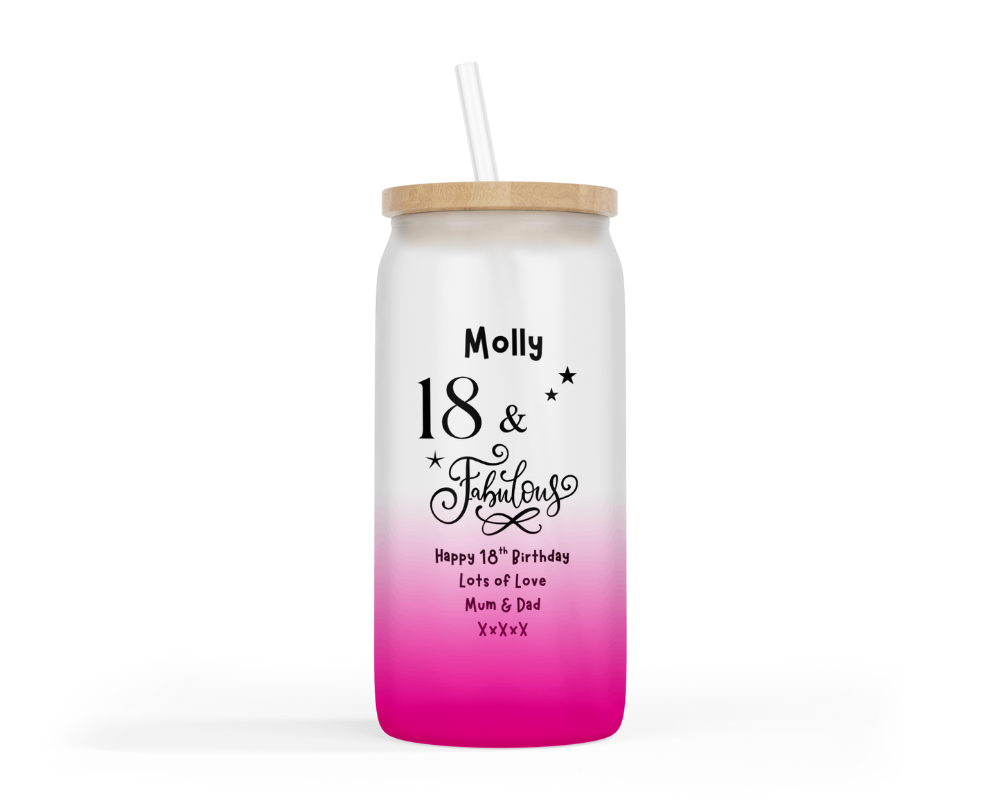 Personalised Ombre Coloured Glass Tumbler - Fabulous Birthday