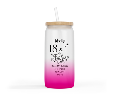 Personalised Ombre Coloured Glass Tumbler - Fabulous Birthday