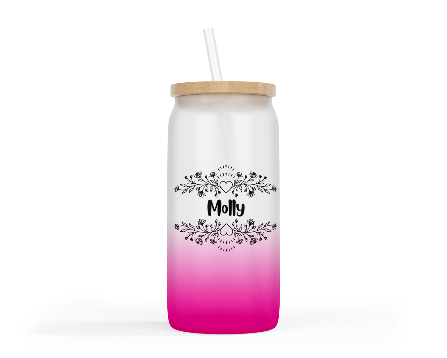 Personalised Ombre Coloured Glass Tumbler - Heart Name