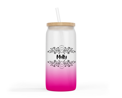 Personalised Ombre Coloured Glass Tumbler - Heart Name