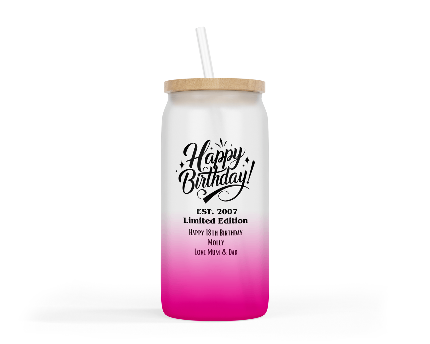 Personalised Ombre Coloured Glass Tumbler - Limited Edition Birthday