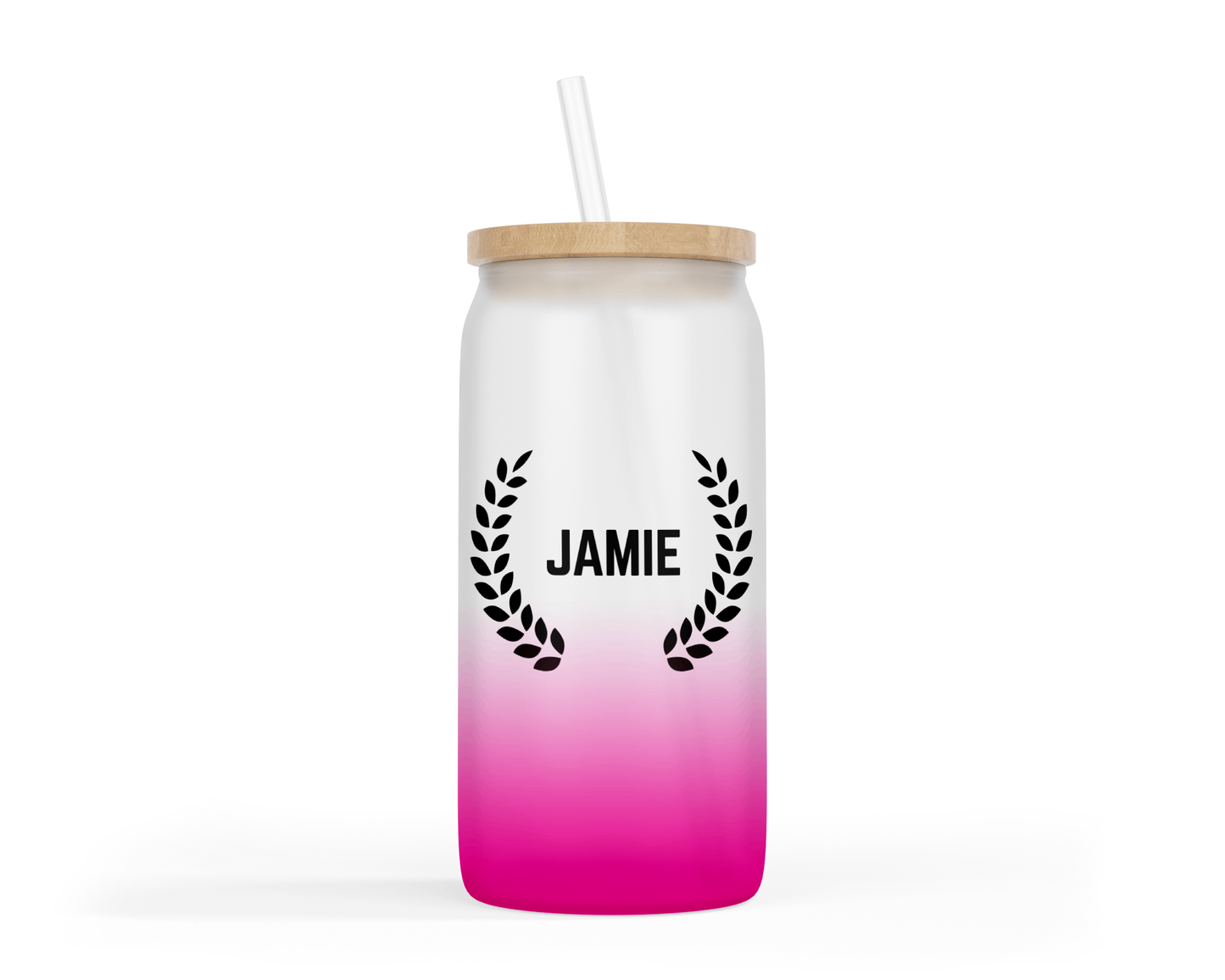 Personalised Ombre Coloured Glass Tumbler - Leaves Name