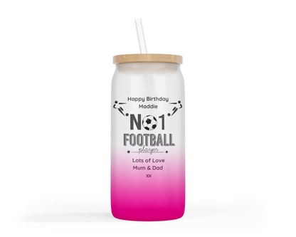 Personalised Ombre Coloured Glass Tumbler - No1 Football Player