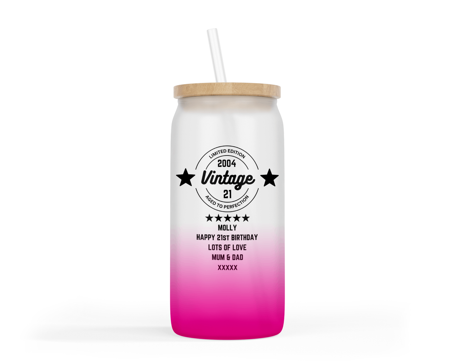 Personalised Ombre Coloured Glass Tumbler - Vintage Birthday