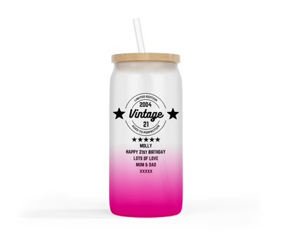Personalised Ombre Coloured Glass Tumbler - Vintage Birthday