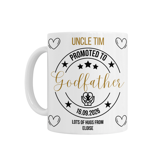 Personalised Ceramic Mug - Promoted To Godfather Design