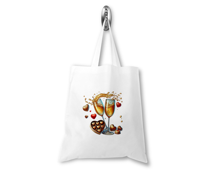 Personalised Tote Shopping Bag - Prosecco & Chocolates Design