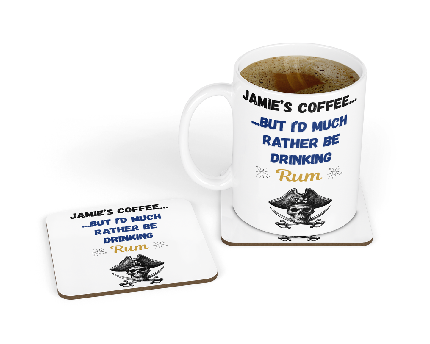 Personalised Mug & Coaster - Rather Be Drinking Rum Design