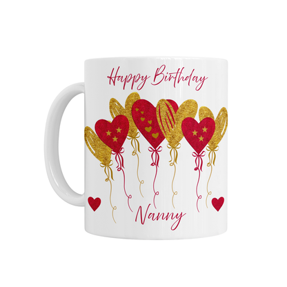 Personalised Ceramic Mug - Red & Gold Heart Balloons