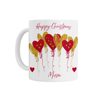 Personalised Ceramic Mug - Red & Gold Heart Balloons