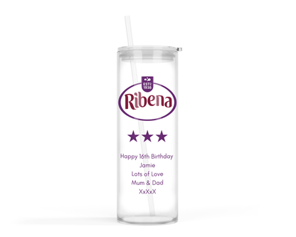 Personalised Tall Glass Tumbler - Ribena Design