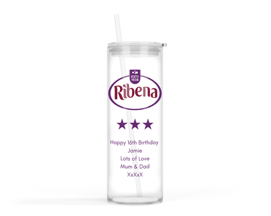 Personalised Tall Glass Tumbler - Ribena Design