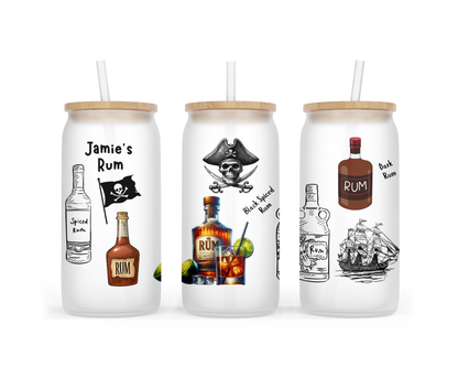 Personalised Frosted Glass Tumbler - Rum Design