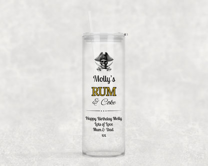 Personalised Tall Glass Tumbler - Rum & Coke Design