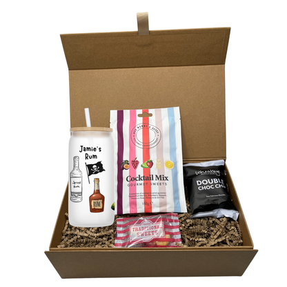 Personalised Rum Design Frosted Glass Tumbler Hamper Gift Box