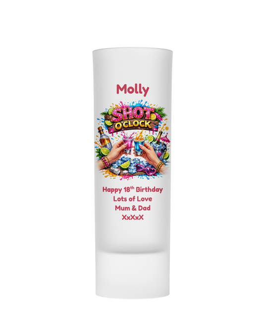 Personalised Shot Glass - Shot O'Clock Design